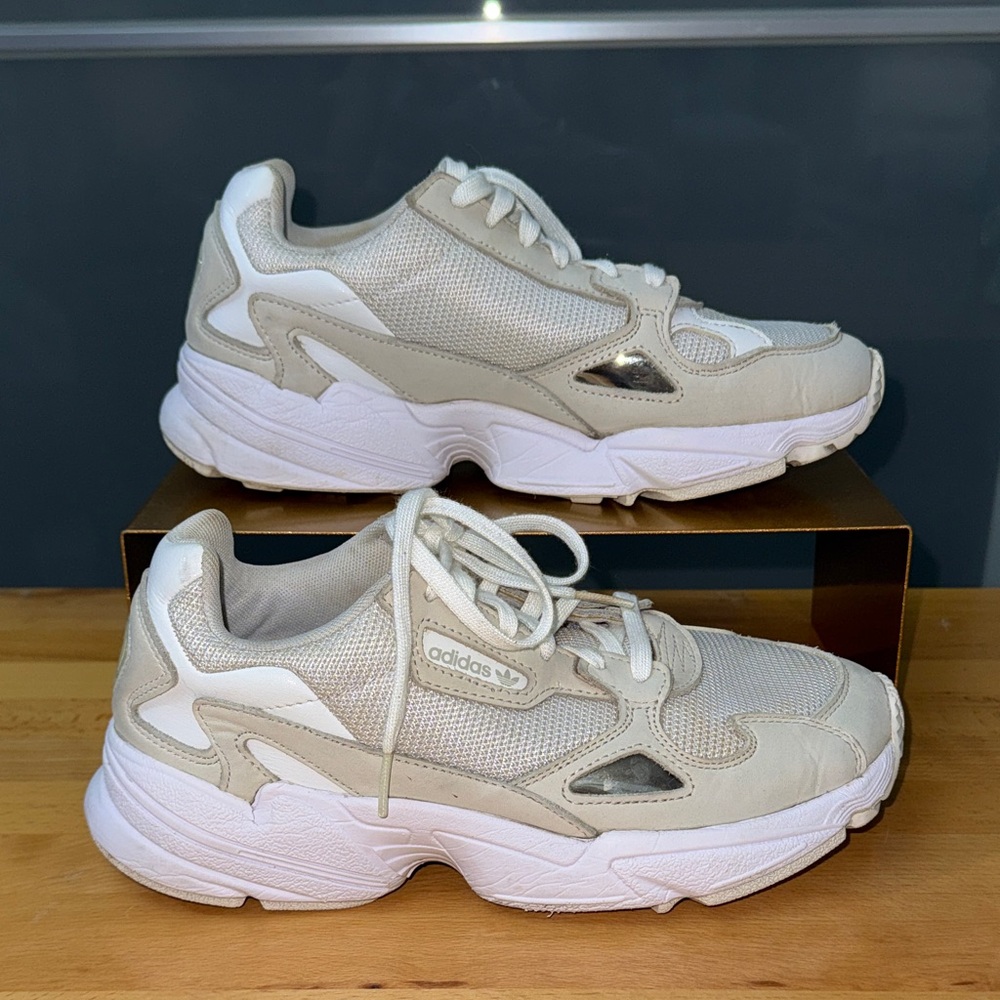 Adidas Falcon Beige and White Sneakers